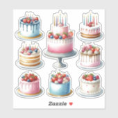 Sticker 8 Gâteaux d'anniversaire (Feuille)