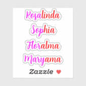 Sticker 8 Noms imperméables transparents écrits à la main, (Feuille)