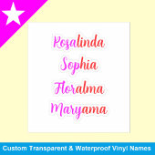 Sticker 8 Noms Manuscrits Transparent Imperméable, Féminin