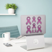 Sticker 8 Style Chrome Imprimer Pink Ribbon Sensibilisatio (Ordinateur portable sur le bureau)