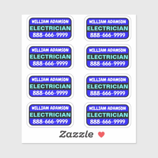 Sticker 8pcs Electricien Nom et numéro de téléphone - Prom (Feuille)