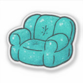 Sticker 90s Teal Glitter Bubble Chair Kiss Cut  (Devant)