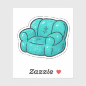 Sticker 90s Teal Glitter Bubble Chair Kiss Cut  (Feuille)
