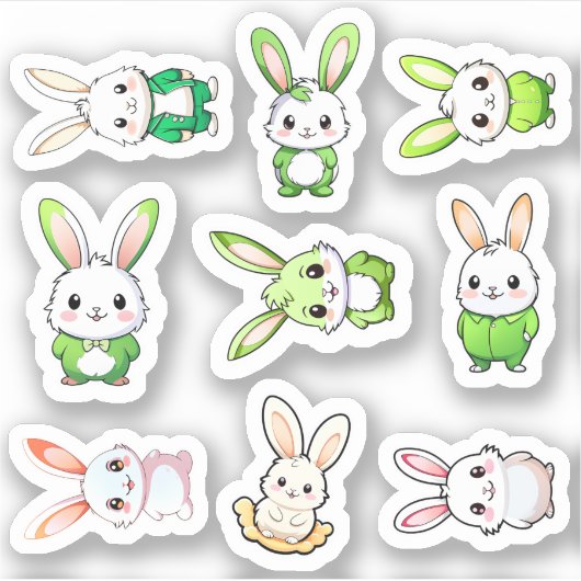 Sticker 9 Animaux adorables de lapin (Devant)