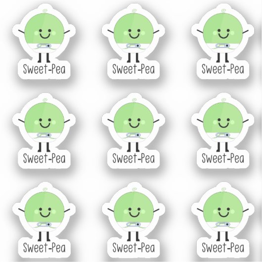 Sticker 9 mini chevalets bébé de pois doux (Recto)