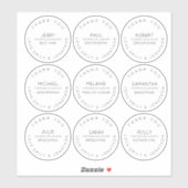 Sticker 9 Nom individuel Merci fête de naissance blanc (Feuille)