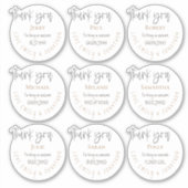 Sticker 9 Nom individuel Merci Message Parti nuptiale (Devant)