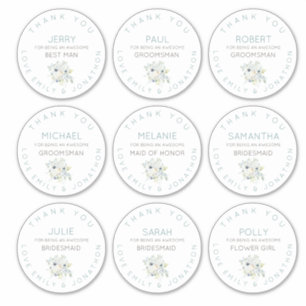 Sticker 9 Nom individuel Merci Née Floral Grand