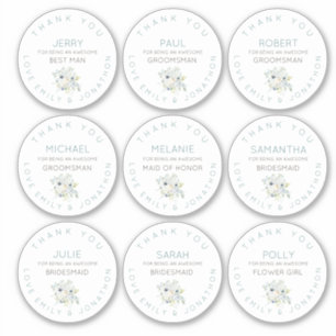 Sticker 9 Nom individuel Merci Née Florale Petite