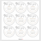 Sticker 9 Noms individuels Merci Mariage de message blanc (Feuille)