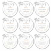 Sticker 9 Noms individuels Merci Mariage de message blanc (Devant)
