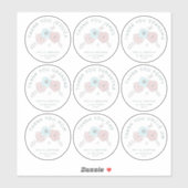 Sticker 9 Petit Nom Individuel Merci Mariage Fleur (Feuille)