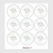 Sticker 9 Petit Nom individuel Merci Mariage Floral (Feuille)