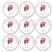 Sticker 9 Petits Noms Différents Vin Cadeau Joyeux Noël (Devant)