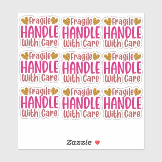 Sticker 9 Poignée Fragile Avec Soin Petite Entreprise (Feuille)