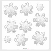 Sticker 9 Tailles différentes Silver Foil Snowflakes Vinyl (Feuille)
