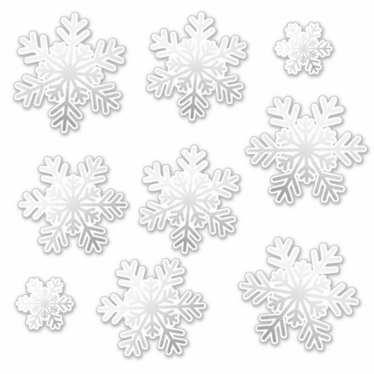 Sticker 9 Tailles différentes Silver Foil Snowflakes Vinyl (Devant)