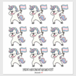 Sticker 9 Unicornes à tige trans avec drapeau