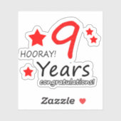 Sticker 9e anniversaire Mariage - 9 ans Anniversaire (Feuille)