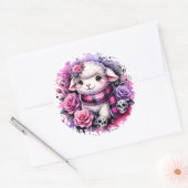Sticker à agneau adorable avec crânes et Roses (Enveloppe)