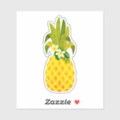 Sticker à ananas Tropical Jaune Rétro (Feuille)