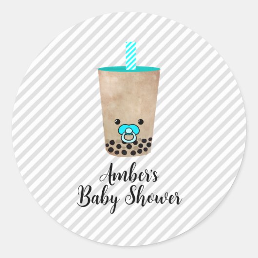 Sticker à Baby shower Customisé Boba inspiré le th (Devant)