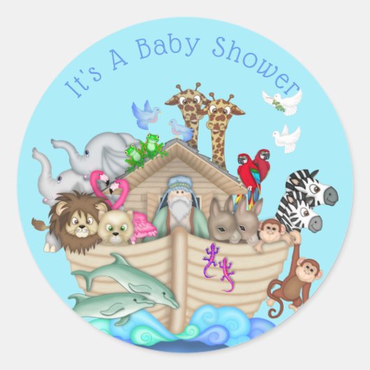 Sticker à Baby shower d'arche personnalisable Blue (Devant)
