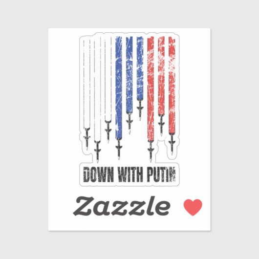 Sticker A bas Poutine contre la paix Ukraine (Feuille)