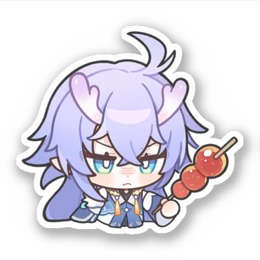 Sticker à brochette Honkai Star Rail Chibi Bailu (Devant)