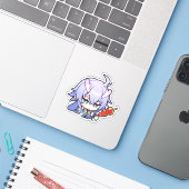 Sticker à brochette Honkai Star Rail Chibi Bailu (Ordinateur portable avec iPhone)