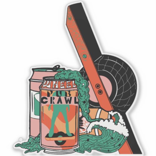 Sticker à canne à roulettes (Devant)