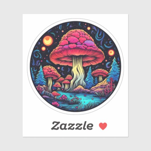 Sticker à champignons Trippy : Un plaisir psychédé (Feuille)