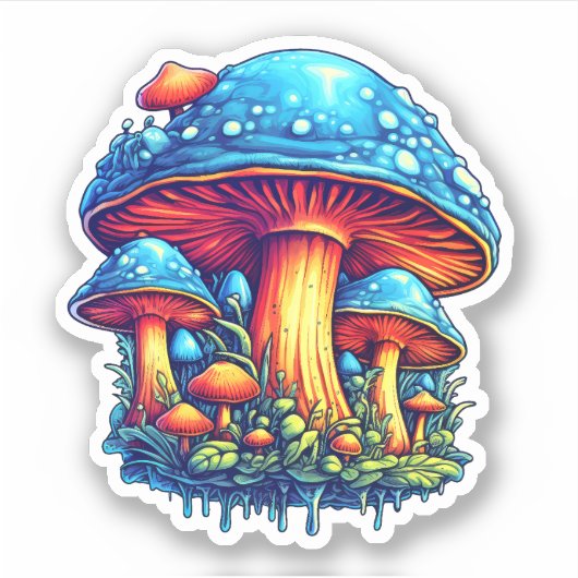 Sticker à champignons Trippy : Un plaisir psychédé (Devant)