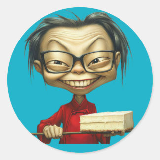 Sticker. A cheerful cook. Ronde Sticker