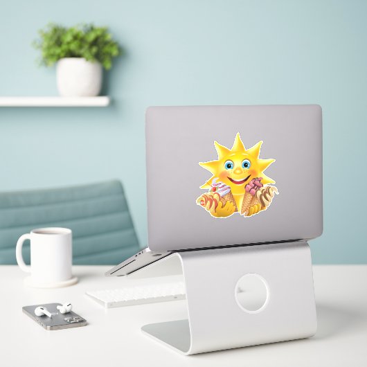 Sticker à cône de crème glacée pour enfants (Ordinateur portable sur le bureau)
