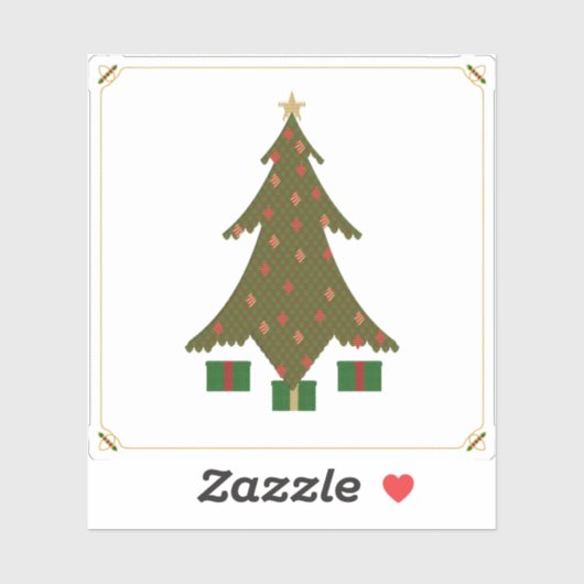 Sticker à contour de Noël incliné (Feuille)