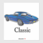 Sticker à contours Design Corvette Classique (Feuille)