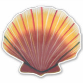 Sticker à coquille de pétoncle orange et rouge (Devant)