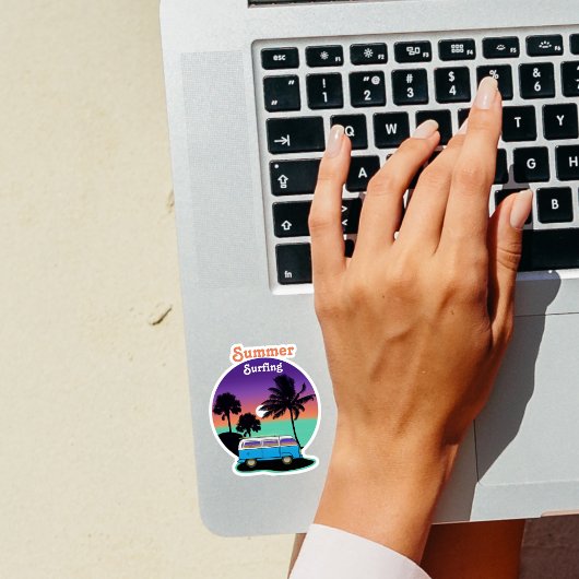 Sticker à coucher de soleil pour Camper Retro