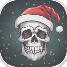 Sticker à crâne père Noël