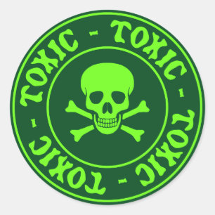 Sticker à crâne vert toxique et à os croisés