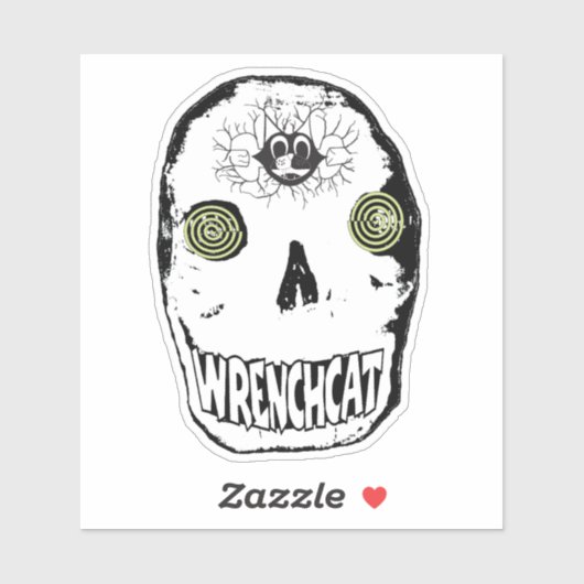 Sticker à crâne Wrenchcat (Feuille)