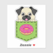 Sticker A Cute Dog Peeking and a Strawberry Donut (Feuille)
