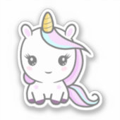 Sticker à découpe personnalisée de la licorne mign (Recto)