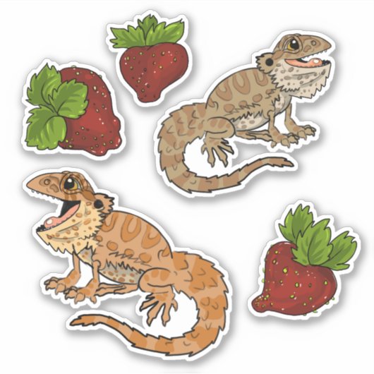 Sticker à dragons aux fraises heureux (Devant)