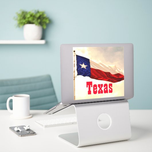 Sticker à drapeau texan de style rustique vintage (Ordinateur portable sur le bureau)