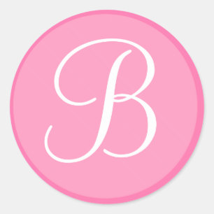Sticker à enveloppe monogramme rose et blanc