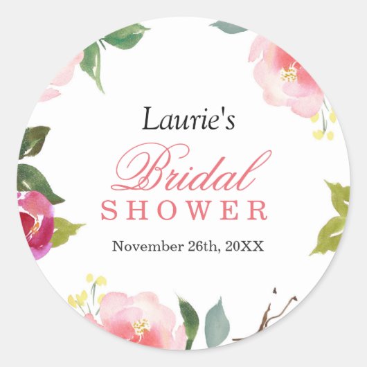 Sticker à Fête des mariées d'aquarelle rose (Devant)