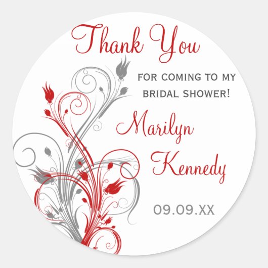 Sticker à Fêtes des mariées florales blanc, rouge, (Devant)