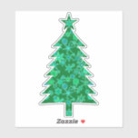 Sticker À feuillage persistant avec Snowflakes Christmas T<br><div class="desc">Sticker dans une silhouette classique d'un sapin de Noël en vert pin foncé / à feuillage persistant,  à motifs de flocons de neige géométriques en vert pastel,  aqua et bleu glace</div>